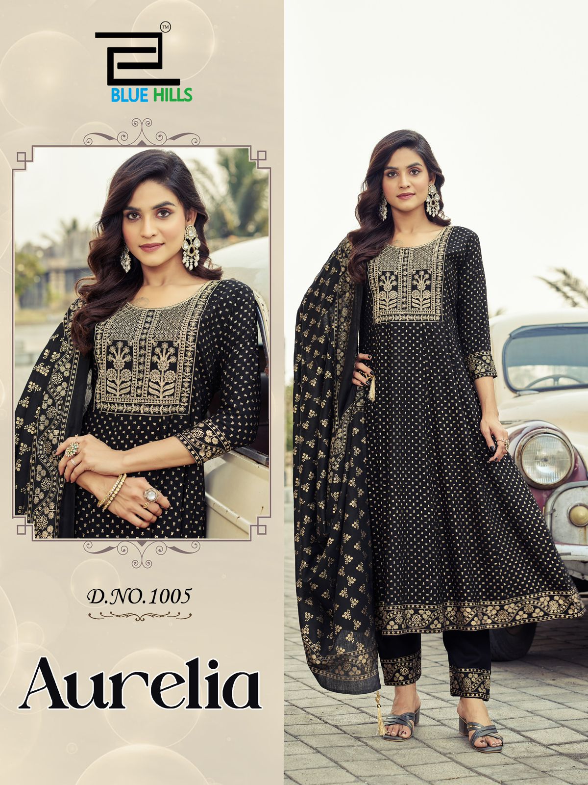 Aurelia By Blue Hills Rayon Foil Printed Kurti With Bottom Dupatta Wholesale Online